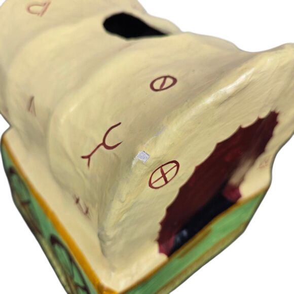 CLAY ART Covered Wagon Hand Painted Papier Mache Tissue Dispenser Box Cover - Picture 10 of 15